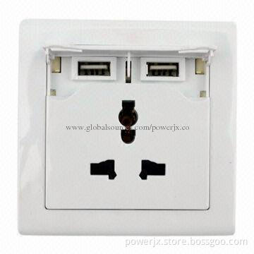 Electric Switch and Socket with 5V/2,100mA Dual USB Port Interface